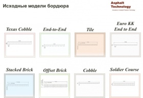 Модели шаблонов бордюра для декорирования асфальта